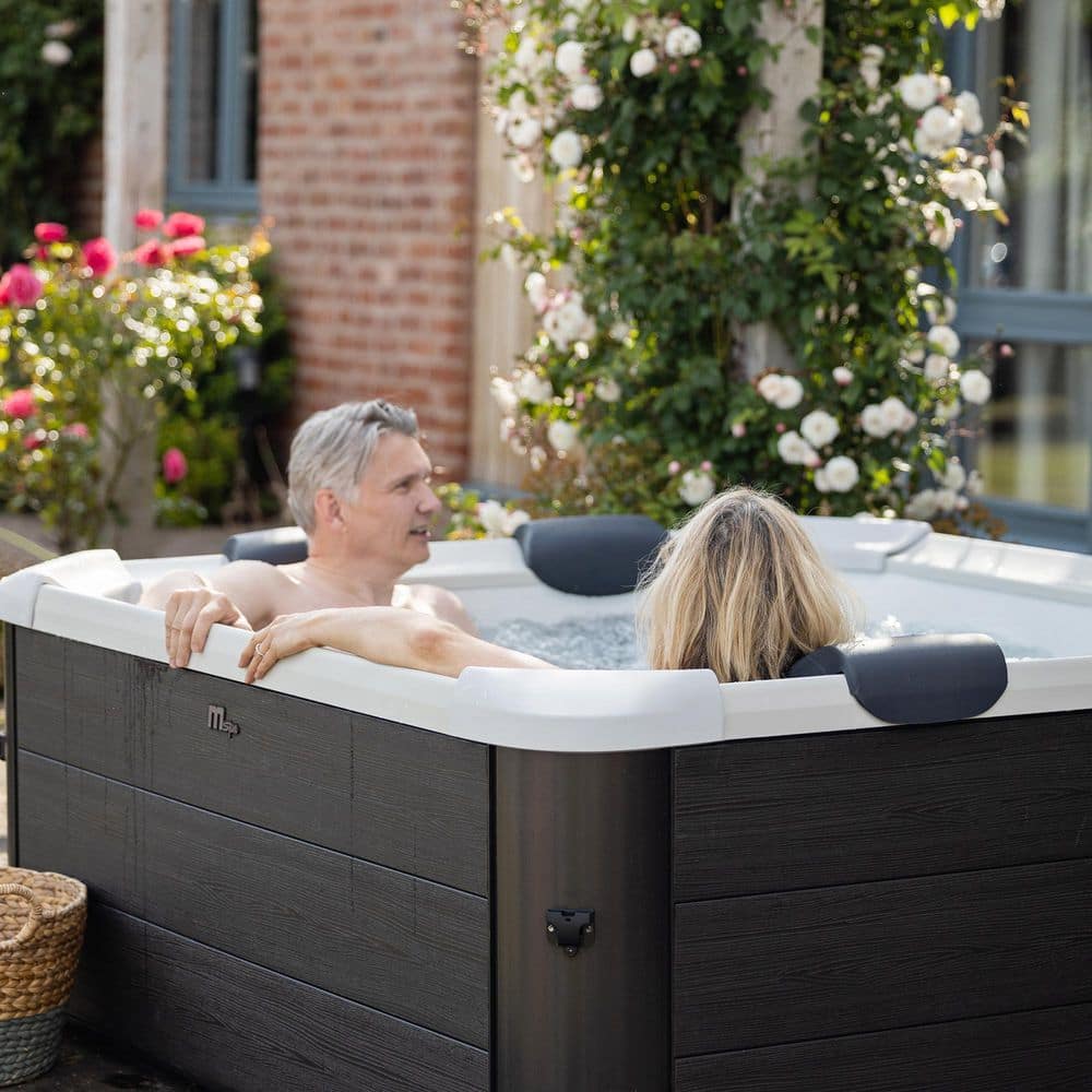 Oslo 6-Person Square Black and White Hydro Massage Hot Tub
