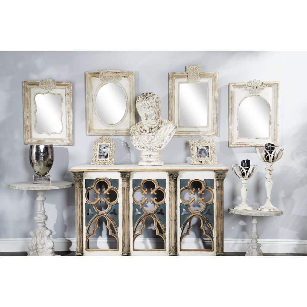 Vintage Acanthus Carved Wood Wall Mirror Set - Brown, 4 Pieces