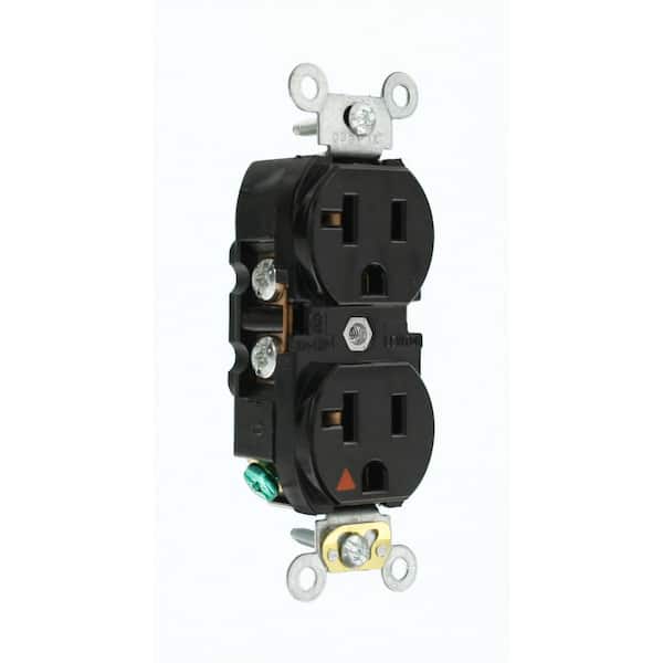 Leviton 20 Amp 125 V Industrial Grade Isolated Ground Duplex Outlet/Receptacle, Black (1-Pack) 5362-IGE
