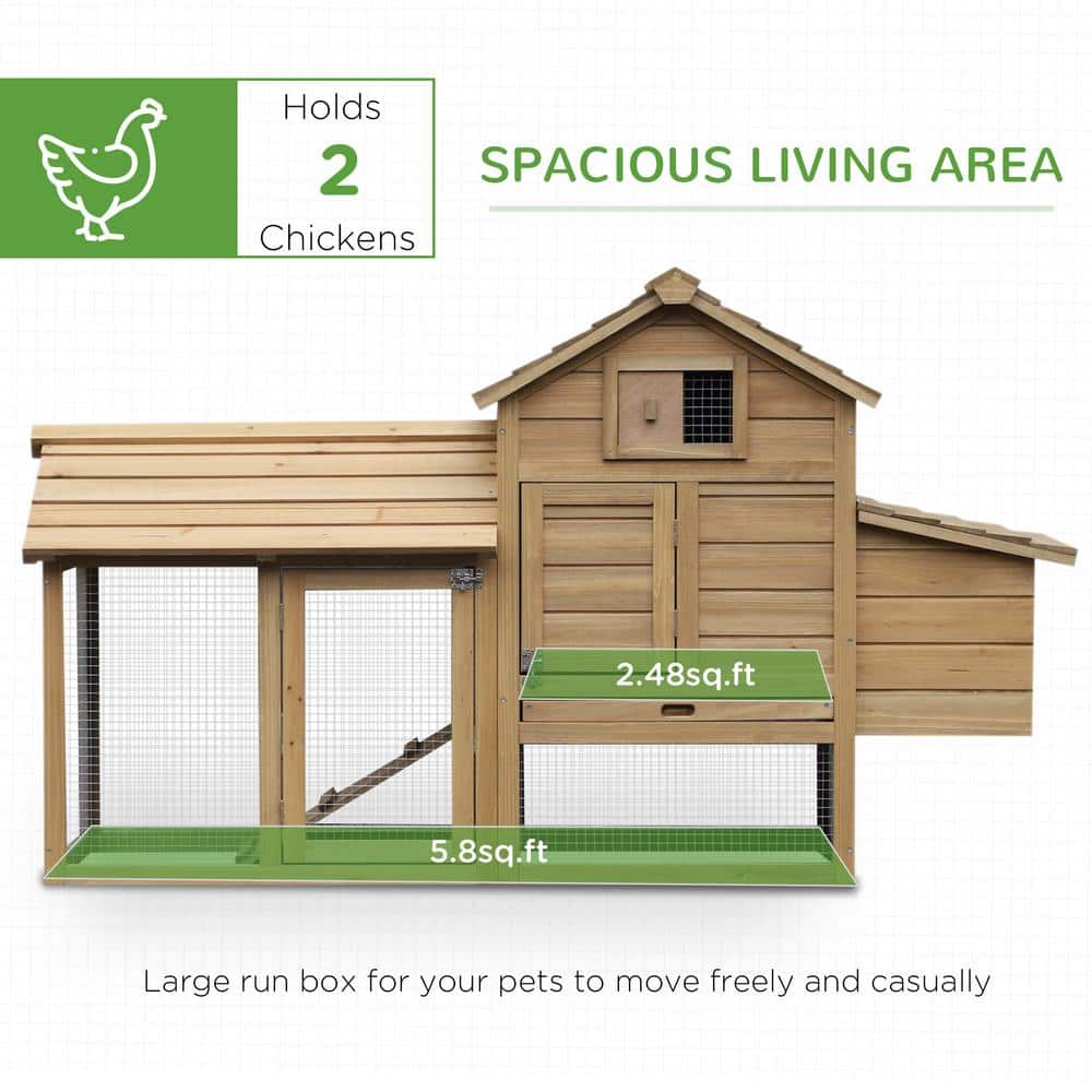 Small Natural Wood Outdoor Chicken Coop with Nesting Box