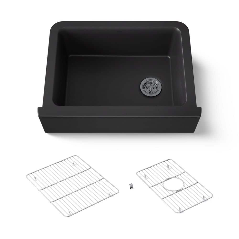 KOHLER Cairn Matte Black Granite Composite 29.6875 in. Single Bowl