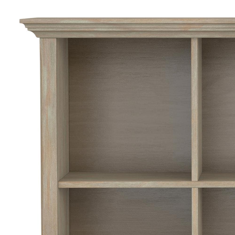 Distressed Grey Solid Wood 8-Cube Storage Console Table