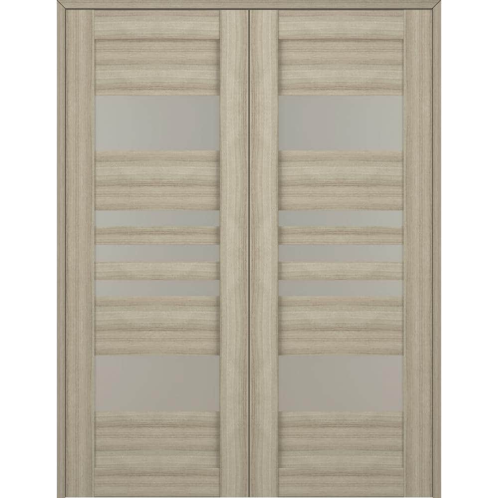 Shambor Frosted Glass and Pine Composite Double French Door