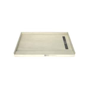 Redi Trench 36 in. L x 60 in. W Alcove Single Curb Tileable Shower Pan Base with Right Linear Drain in Brushed Nickel