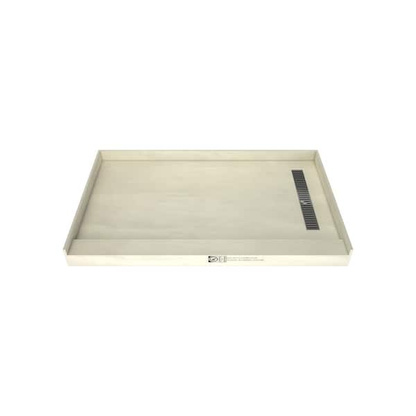 Redi Trench 36 in. L x 60 in. W Alcove Single Curb Tileable Shower Pan Base with Right Linear Drain in Brushed Nickel