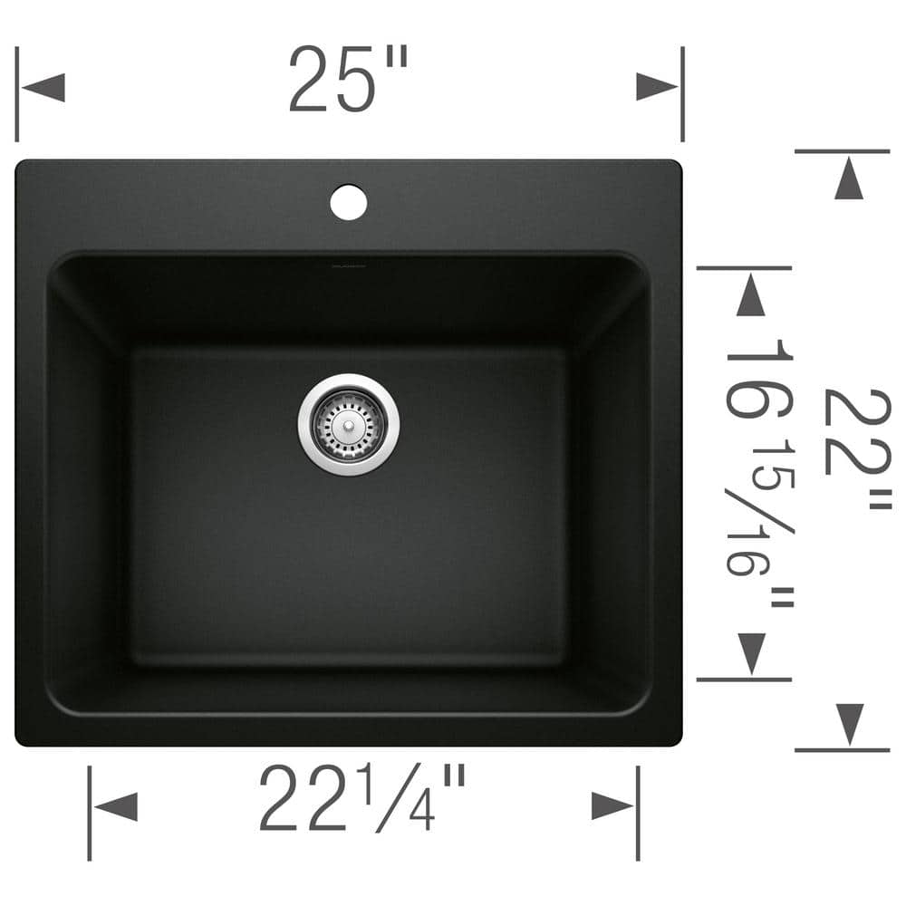 Coal Black Silgranit 25" Drop-In/Undermount Laundry Sink