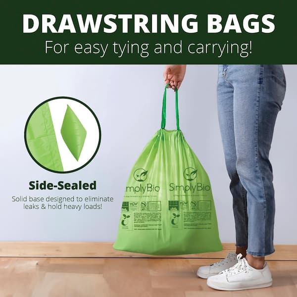 Simply Bio 13 Gal. Compostable Trash Bags, Drawstring Heavy