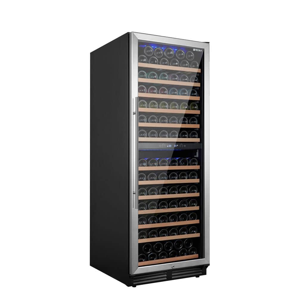 Modern Dual Zone 152-Bottles Built-In Wine Cooler, Stainless Stell