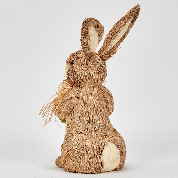 12 in. Standing Sisal Easter Bunny Holding a Basket 3350 - The Home Depot