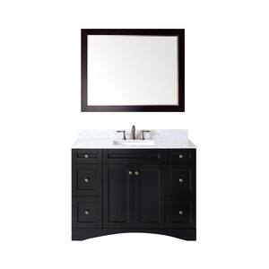 Elise 49 in. W Bath Vanity in Espresso with Marble Vanity Top in White with Square Basin and Mirror