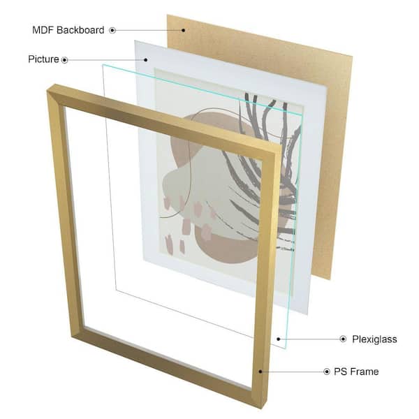 11 x 14, 8 x 10, 6 x 8 Picture Frames in Gold Finish with MDF Back
