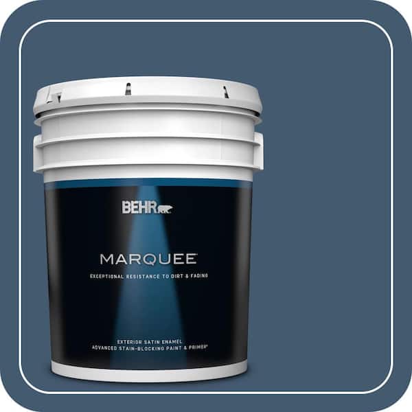 BEHR MARQUEE 5 gal. #S500-7 Infinite Deep Sea Satin Enamel Exterior Paint & Primer