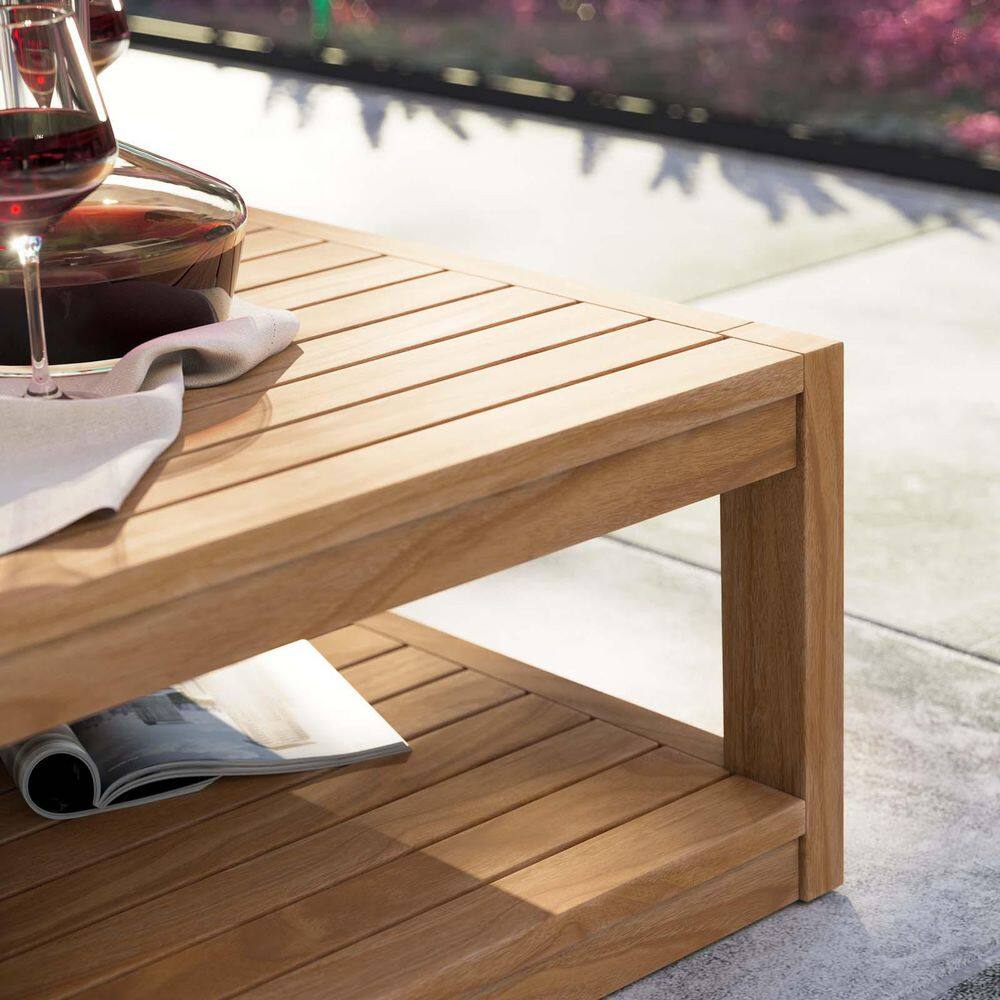 Carlsbad 55'' Natural Teak Wood Contemporary Outdoor Coffee Table