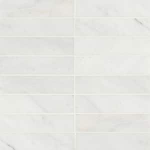 Monet Rectangle 2 in. x 8 in. Honed Oriental White Marble Mosaic Tile (4.44 sq. ft./Case)