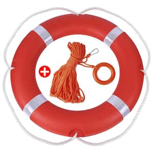 28 in. Orange Safe Throwing of Water Life Rope for Life Guard Equipment for Pool Safety Lakes, Beaches, Waterparks