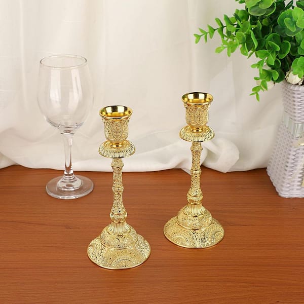 Gold Metal Taper Candle Holder 2-Pack