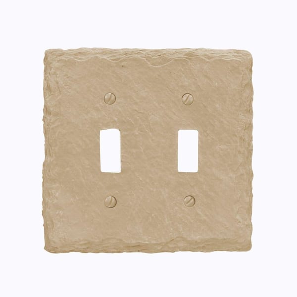 AMERELLE Faux Slate 2 Gang Toggle Resin Wall Plate - Almond