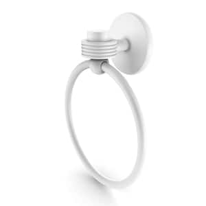 Satellite Orbit One Collection Towel Ring with Groovy Accent in Matte White