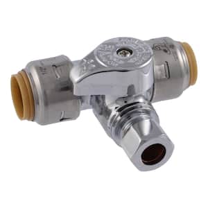 Max 1/2 in. Push-to-Connect x 1/2 in. Push-to-Connect x 3/8 in. Compression Chrome-Plated Brass Service Stop Tee