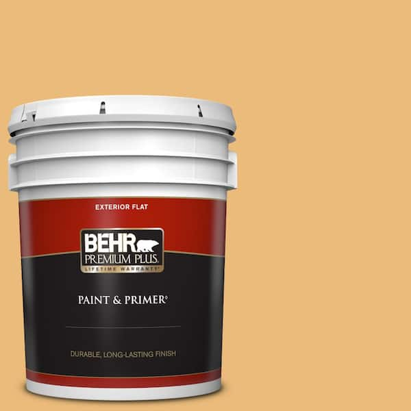 BEHR PREMIUM PLUS 5 gal. #BXC-61 Early Harvest Flat Exterior Paint & Primer