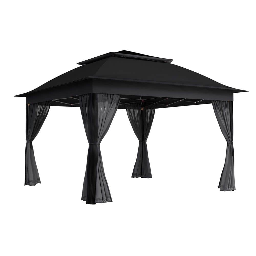 Esunny 11 ft. x 11 ft. Black Pop-Up Outdoor Patio Steel Metal