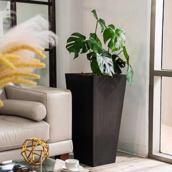 フラワー・ガーデニング SRL . SQUARE-2 / W-BOARD Black Product - Modern Square Planter Set, Lead | Modern Square