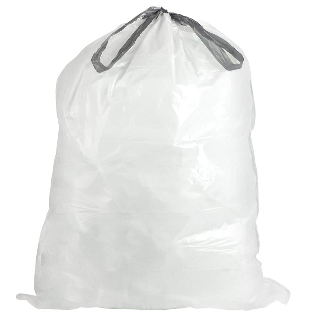 simplehuman Code P Custom Fit Drawstring Trash Bags, 50-60 Liter / 13-16  Gallon, White, 60 Count & Code R Custom Fit Drawstring Trash Bags, 10 Liter  /