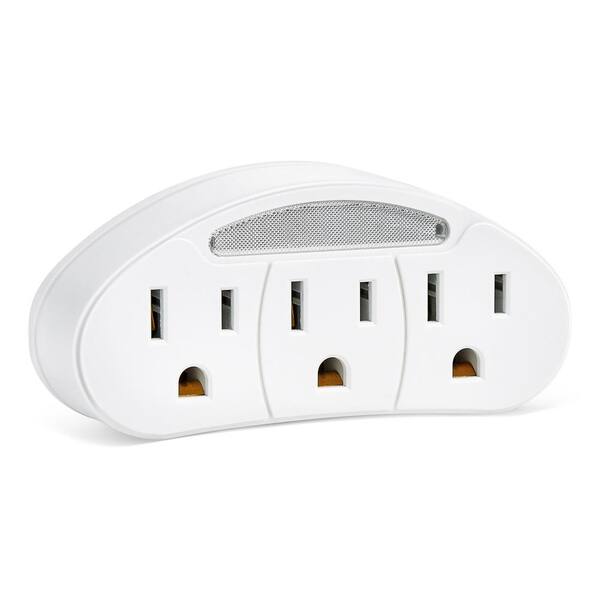15 Amp 3-Outlet Grounded AC/DC Adapter Wall Tap with Light, White