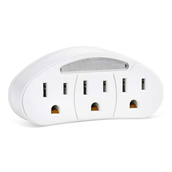 15 Amp 3-Outlet Grounded AC/DC Adapter Wall Tap with Light, White