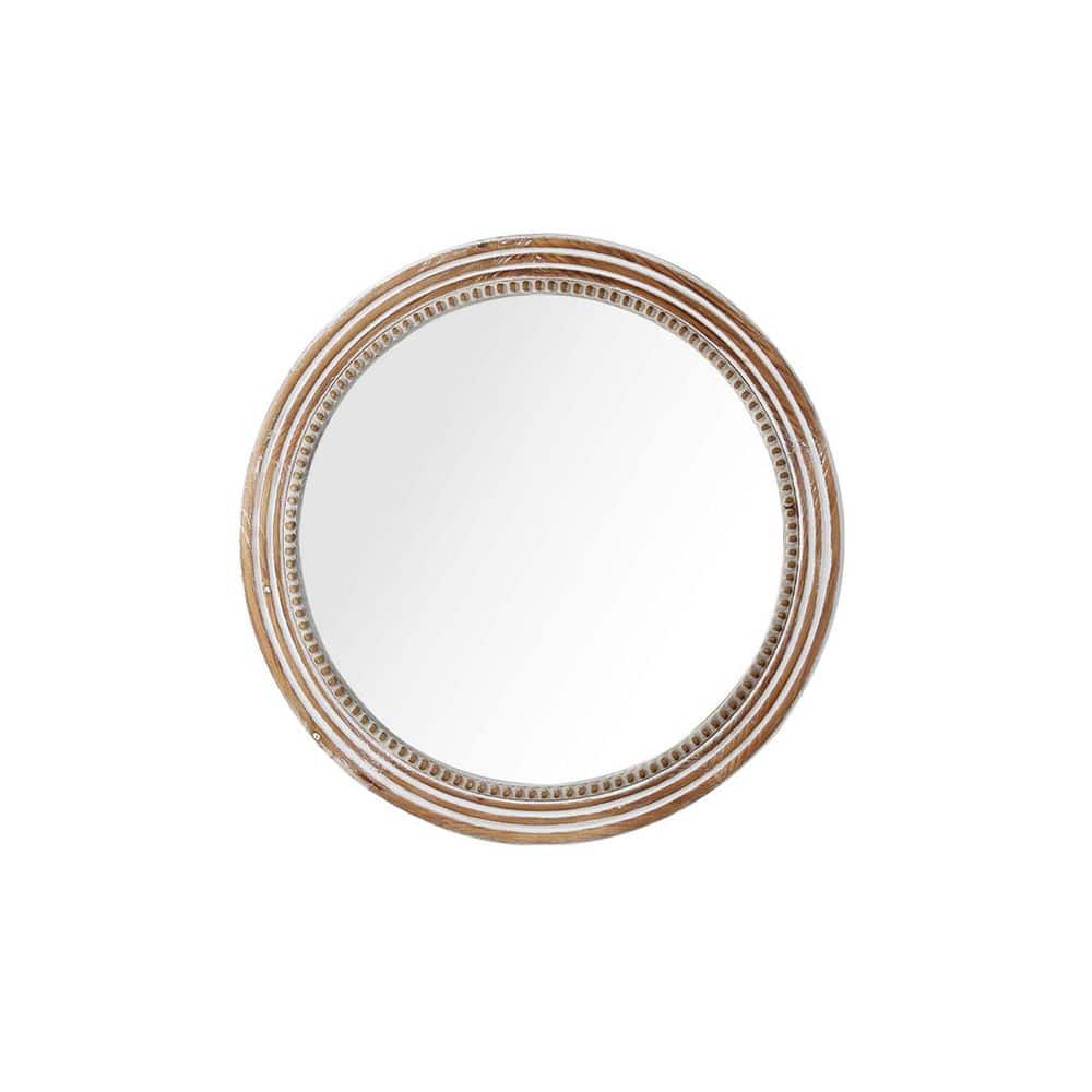 24 in. W x 24 in. H Round MDF Framed Wall Bathroom Vanity Mirror in Antique Natural price history on PriceWatchPro