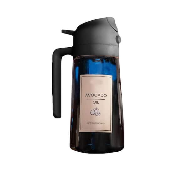 16 oz./470ml Glass Oil Dispenser Bottle with Non-Toxic Coating and Sunlight Protection for Kitchen Pour and Spray Use