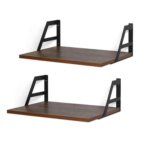 Unbranded 15.7 in. W x 11.8 in. D Rustic Brown Decorative Wall Shelf