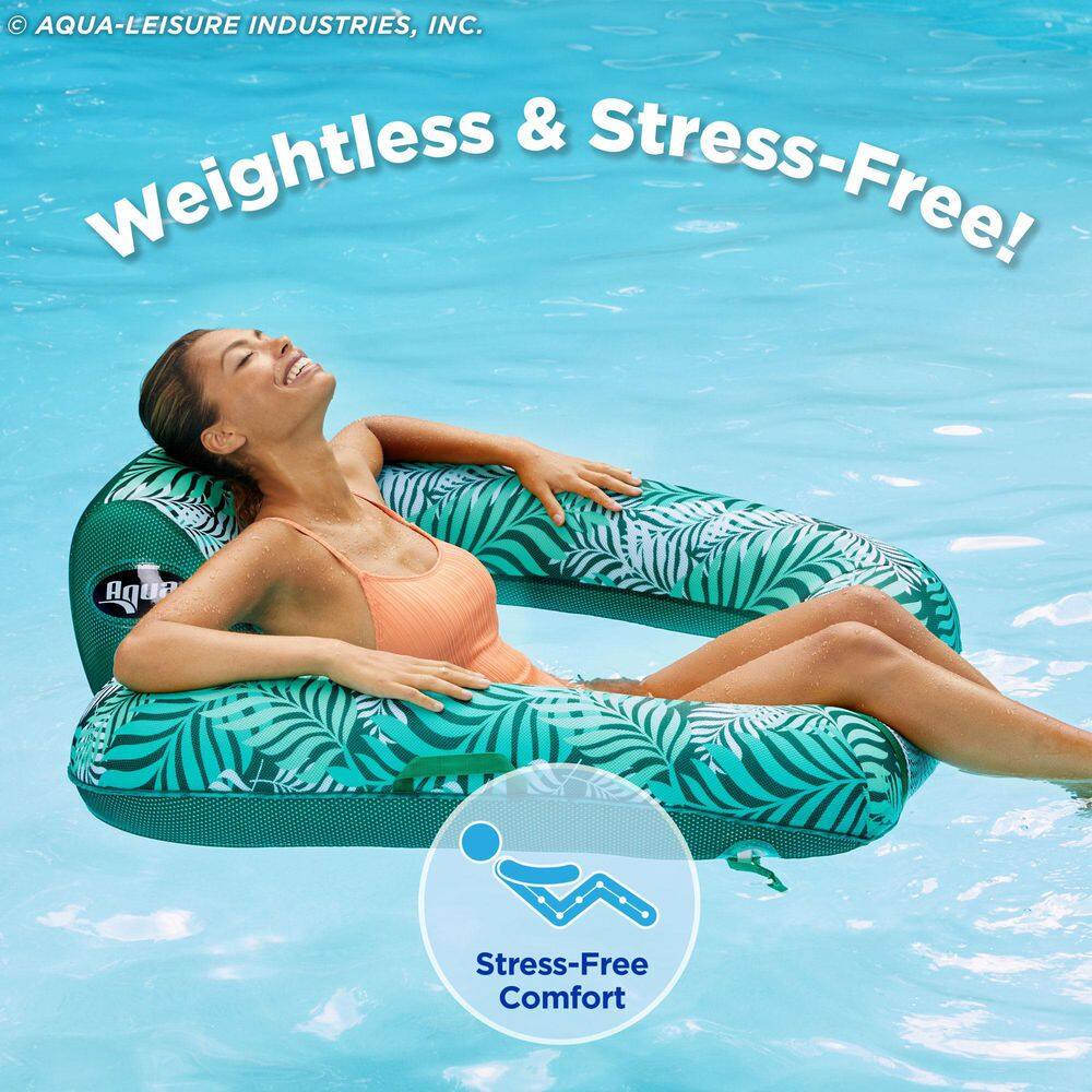 Teal Fern Leaf Inflatable Zero Gravity Pool Lounger
