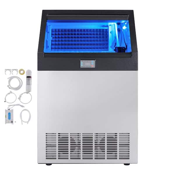 25 in. Commercial Ice Maker-200 lbs. /24 H Produces 90 Cubes in 12-15 Min, 66 lbs. Storage Freestanding with LED Display