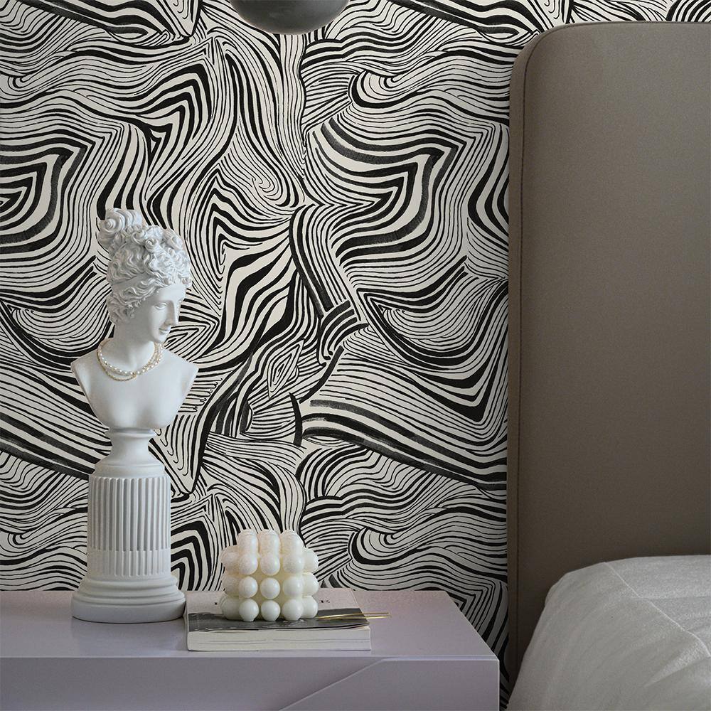 Noir Zebra Print Self-Adhesive Removable Wallpaper