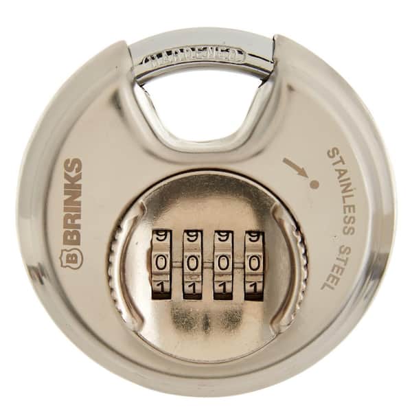 3-1/8-in. (80 mm) Stainless-Steel Discus 4-Dial Resettable Combination Padlock (4-Pack)