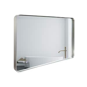 Treasures 36 in. W x 30 in. H Medium Rectangular Aluminium Alloy Beveled Framed Wall Bathroom Vanity Mirror in Silver