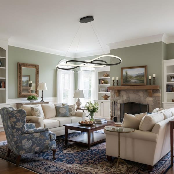 39.4 in. 2-Light Modern Geometric Integrated LED Chandeliers with 6000K Dimmable Light