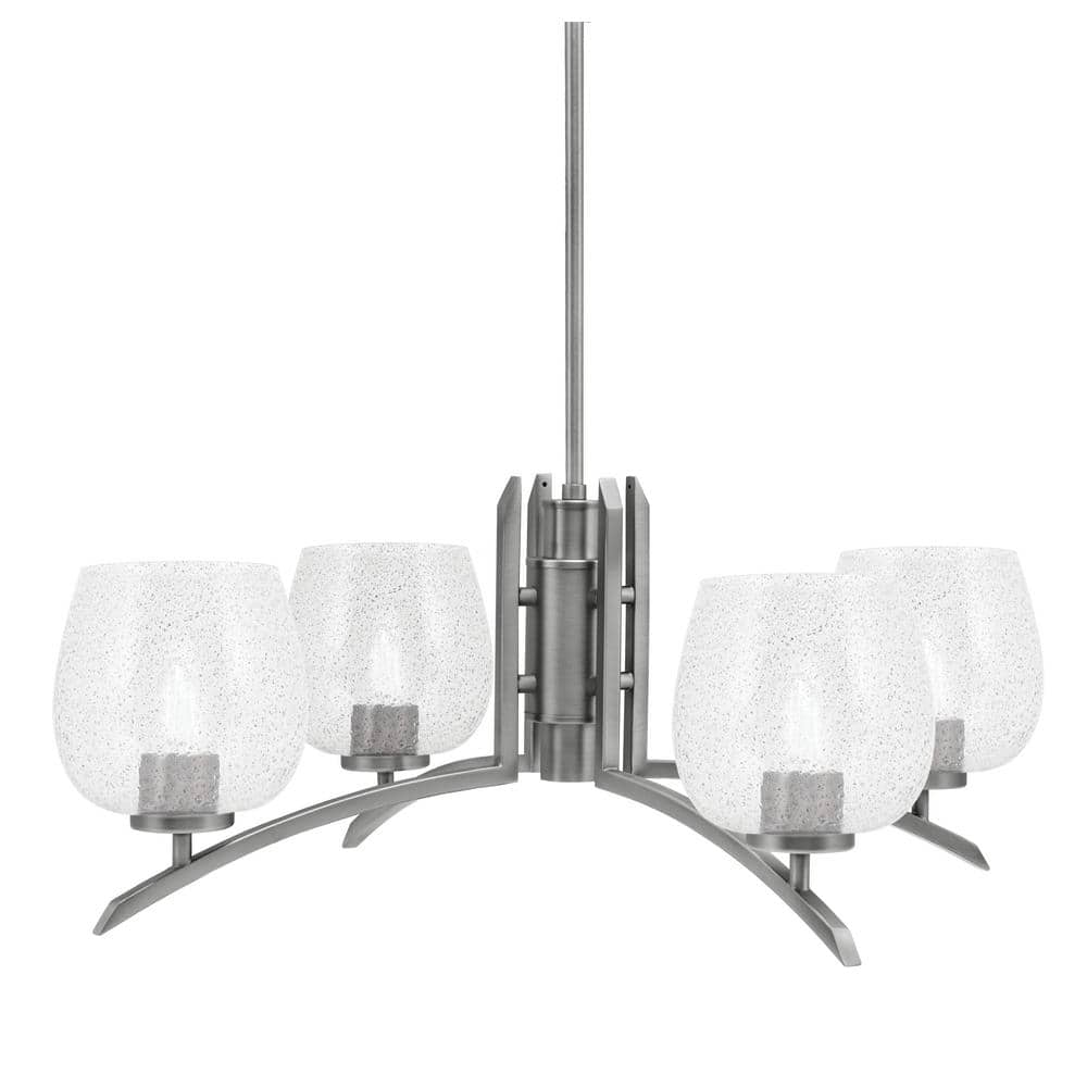 Siena 27.5 in. 4-Light Graphite Chandelier with 6 in. Smoke Bubble Glass Sh