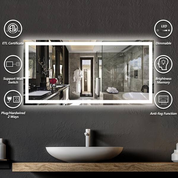 HOMLUX 48 in. W x 24 in. H Rectangular Frameless LED Light