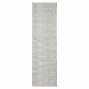 2' X 8' Grey And White Geometric Power Loom Stain Resistant Runner Rug