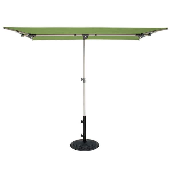 Capri 4.95 ft. x 6.93 ft. Aluminum Frame Rectangle Patio Umbrella with Tilt and Protective Cover in Green for Balcony