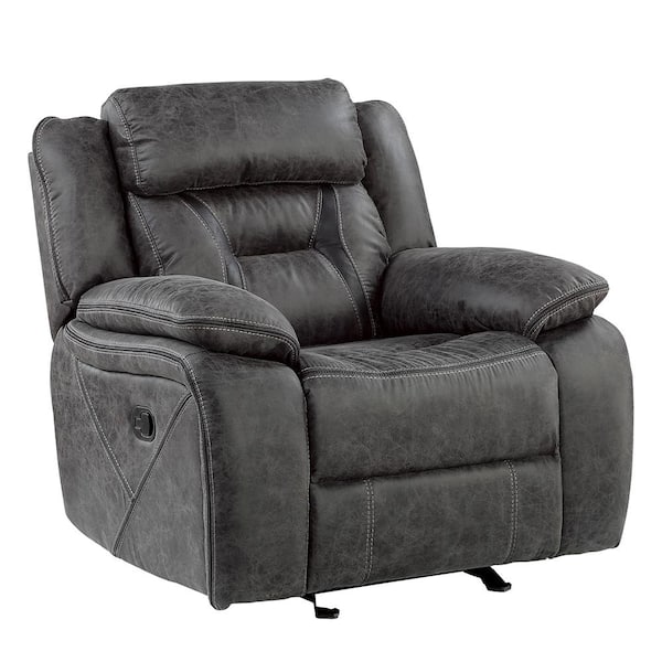 Lazzara Driscoll Gray Microfiber Glider Manual Recliner