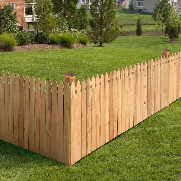 3-ft x 8-ft Cedar French Gothic Spaced Picket Fence Panel in the Wood Fence  Panels department at