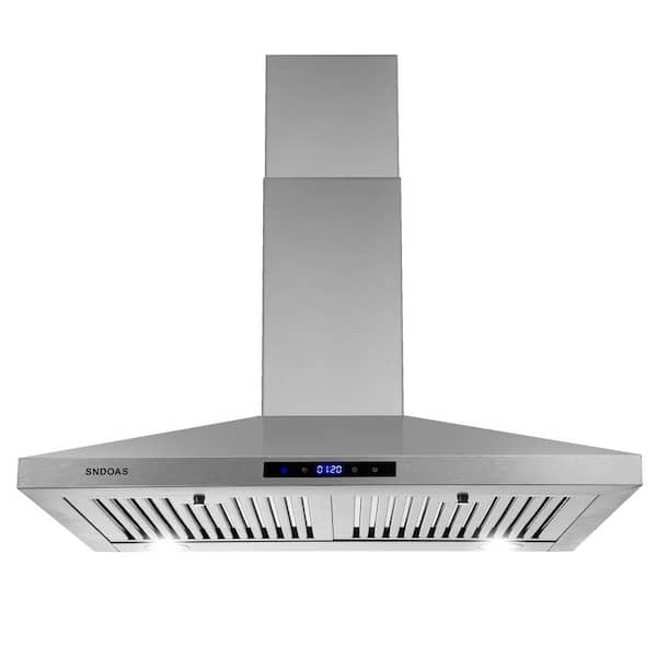 cadeninc 30 in. 350 CFM Ducted Wall Mount Kitchen Range Hood Stove Vented Hood Exhaust Fan in Stainless Steel Sliver