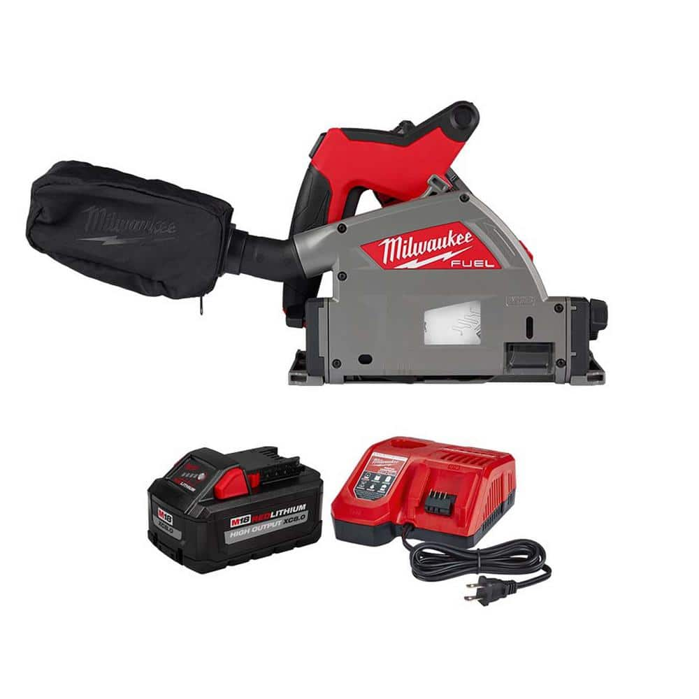 M18 FUEL 18V Lithium-Ion Cordless Brushless 6-1/2 in. Plunge Cut Track Saw w/8.0Ah Battery and Charger -  Milwaukee, 2831-20-1880