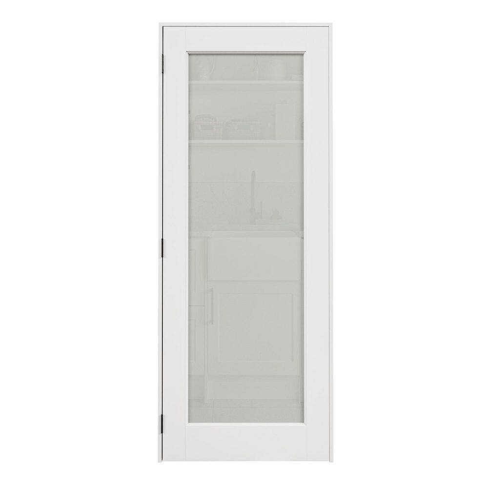 28 in. x 96 in. Right-Hand 1-Lite Frosted Glass White Solid Core Wood Single Prehung Interior Door+Quick Assemble Jamb price history on PriceWatchPro