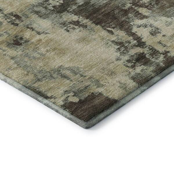 Mayfield Premium Machine Washable Abstract AMF2066 Brown 3 ft. x 4 ft. Area Rug