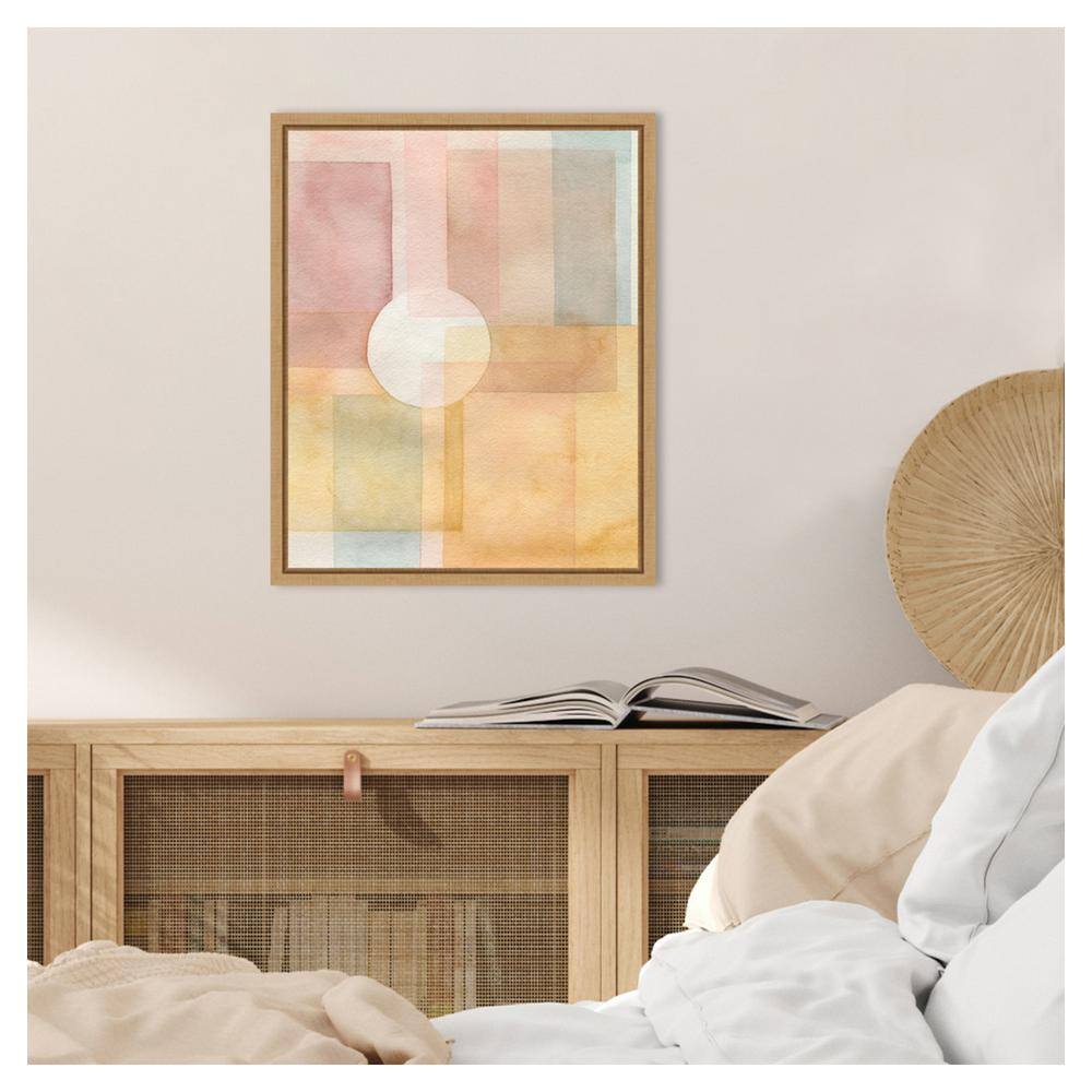 Glow And Peep I Abstract Pastel Canvas Wall Art with Maple Frame