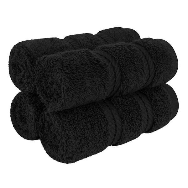 American Soft Linen American Soft Linen Washcloth Set 100% Turkish Cotton 4-Piece Face Hand Towels for Bathroom and Kitchen - Coal Black